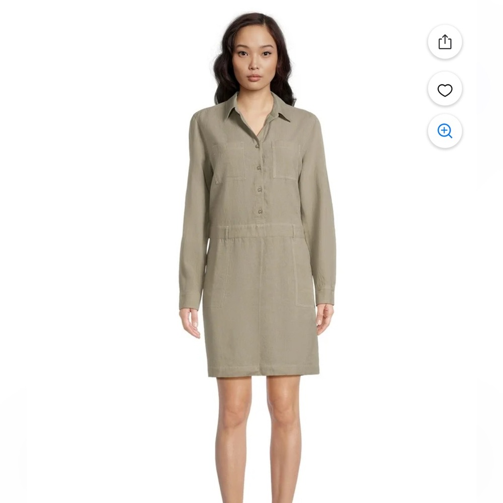 BeachLunchLounge Bowie Utility Shirt Dress | Linen Rayon Button Down| Medium